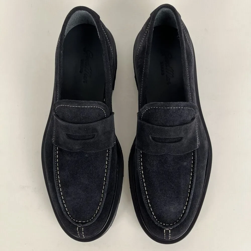 Good Man Brand Mens Size 7.5 Navy Lexington Loafer Suede Dress Shoe - Picture 8 of 9